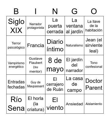 Guy de Maupassant Bingo Card