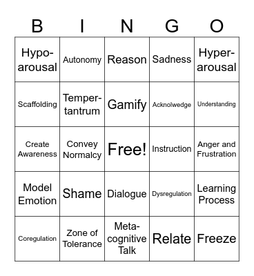 Early Childhood Bingo Card