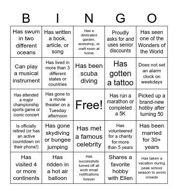 Ellen's Retirement Bingo! Bingo Card