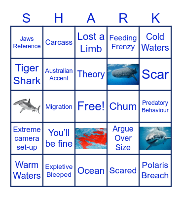 Shark Week Bingo Card