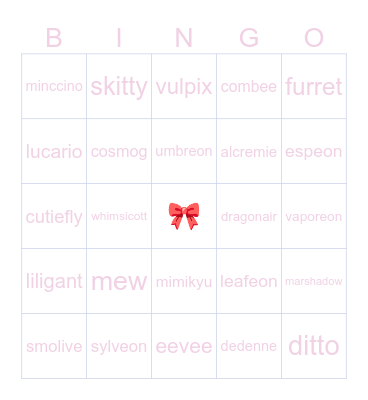 fav pokemon Bingo Card