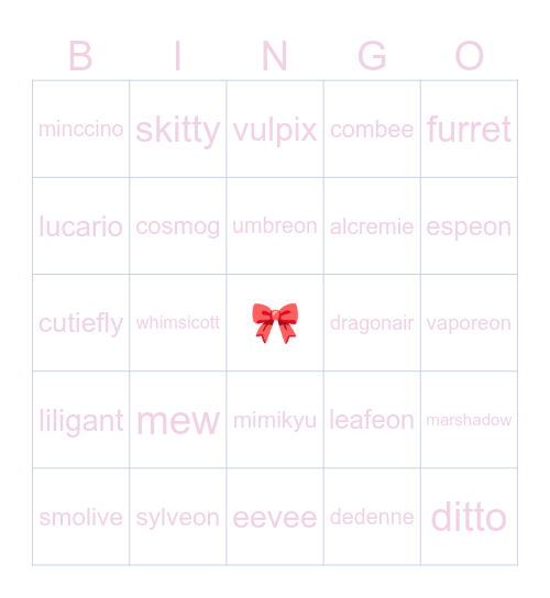 fav pokemon Bingo Card
