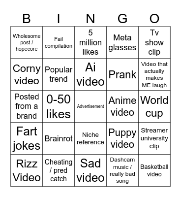 TikTok Bingo Board Bingo Card