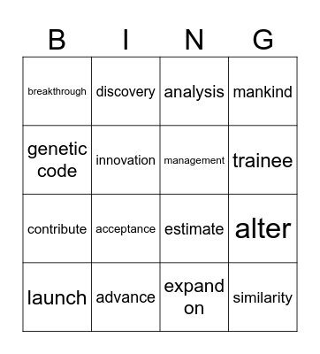 Technology Vocab Bingo Card