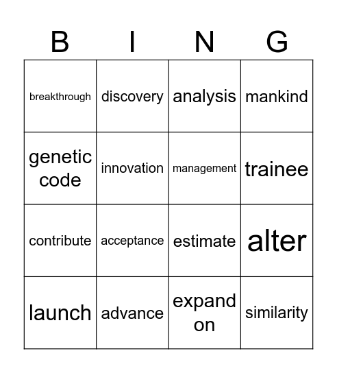 Technology Vocab Bingo Card