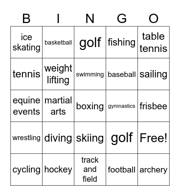 SPORTS Bingo Card