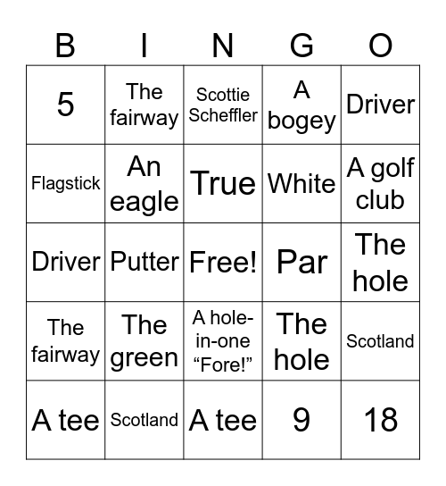 Lake Travis Golf Camp Bingo Card