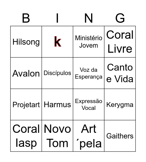 Bingo Canto&Vida Bingo Card