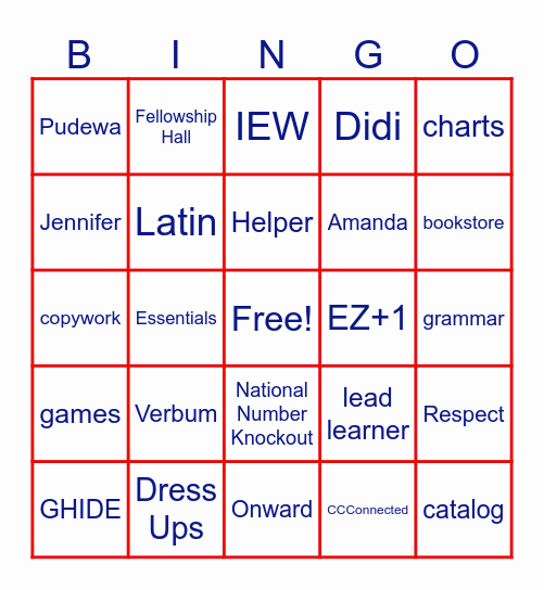 CC Farragut Essentials Orientation Bingo Card