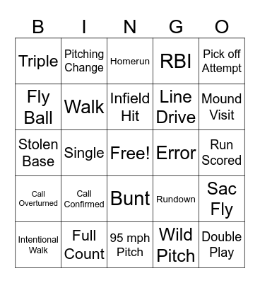 Baseball Bingo Card
