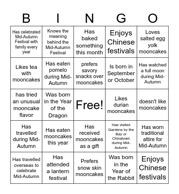 Mid-Autumn BINGO Card