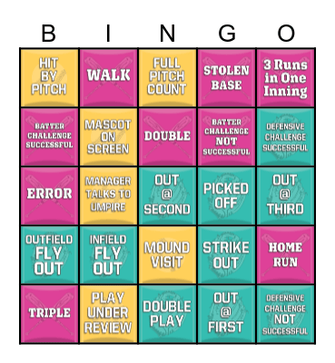 BASEBALL BINGO! Bingo Card