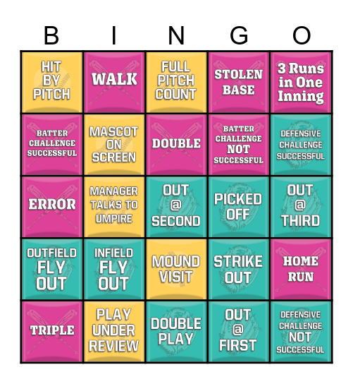 BASEBALL BINGO! Bingo Card