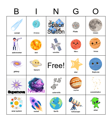 SPACE Bingo Card
