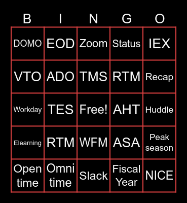 WFM Hunger Games Bingo Card