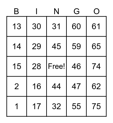 Untitled Bingo Card