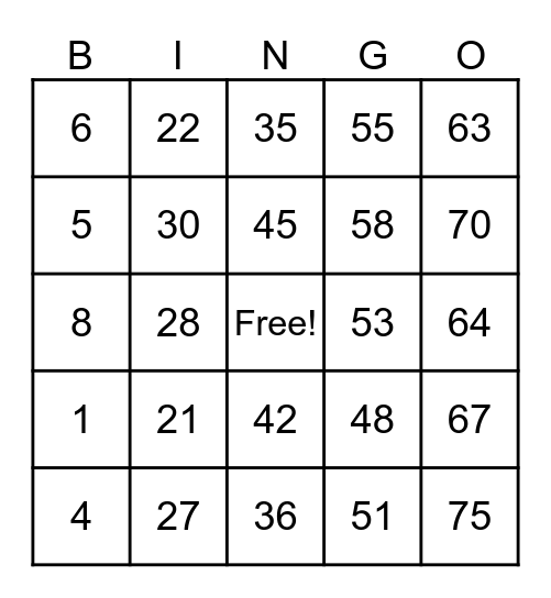Untitled Bingo Card