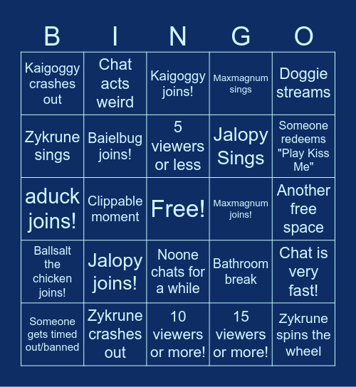 Zykrune's Official Bingo Card! Bingo Card