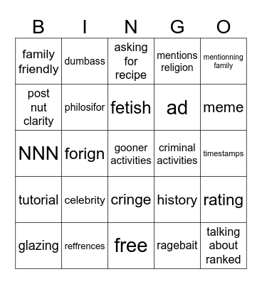 ph bingo Card