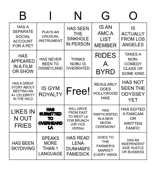 FIND SOMEONE WHO Bingo Card