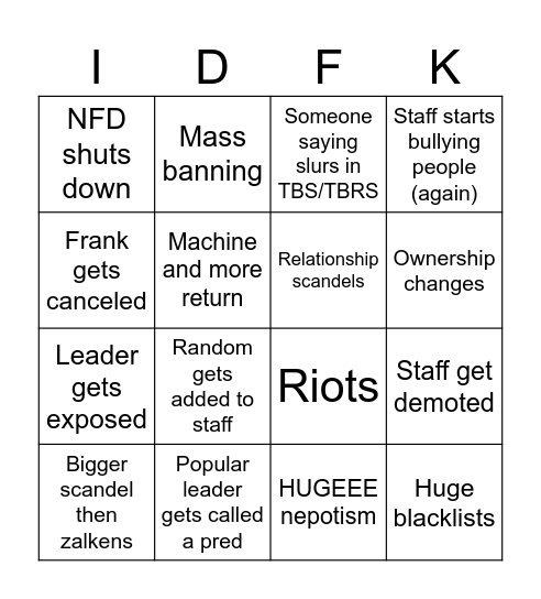 NFD bingocard Bingo Card
