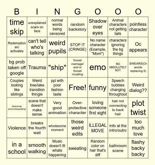 Gacha Club/Gacha Life Bingo Card