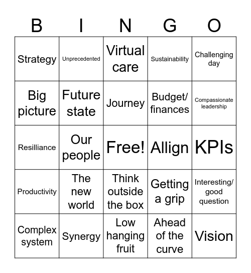 Away Day Bingo Card