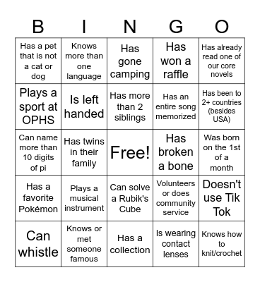 Find Someone Who... Bingo Card
