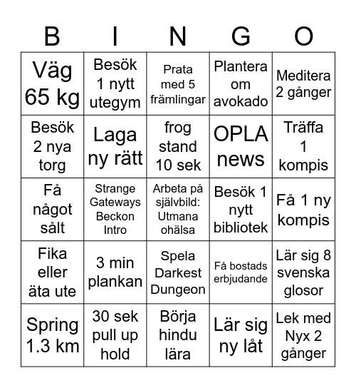 Vecka 31 Bingo Card