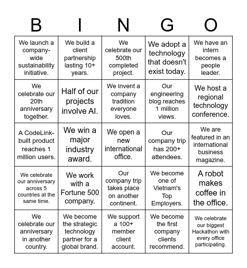 The Vision Bingo Gard Bingo Card