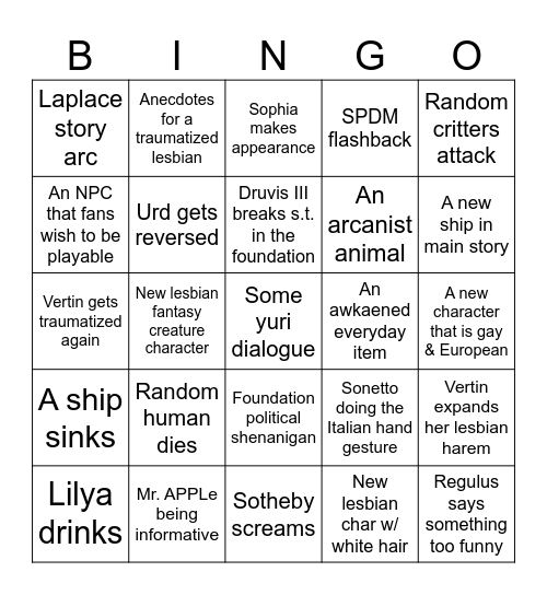 Reverse 1999 Patch 4.0+ Bingo Card