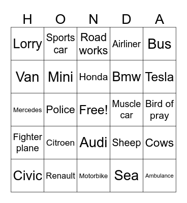 Scarborough bingo card Bingo Card