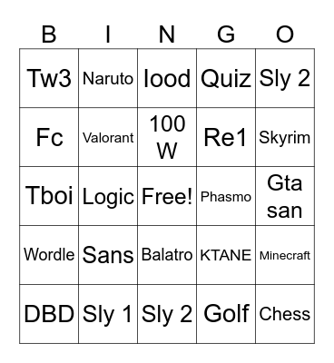 Untitled Bingo Card