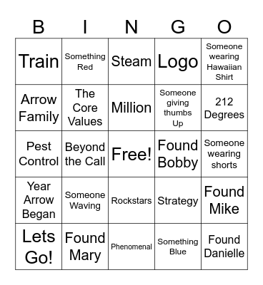 ARROW FISCAL YEAR KICKOFF Bingo Card