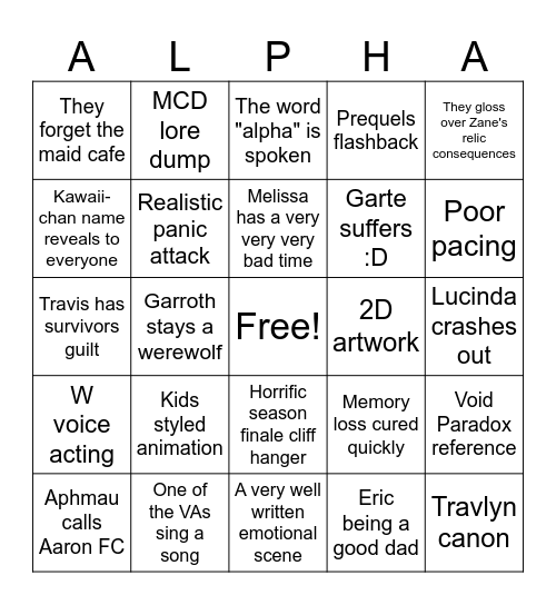 MyStreet Season 7 Bingo Card