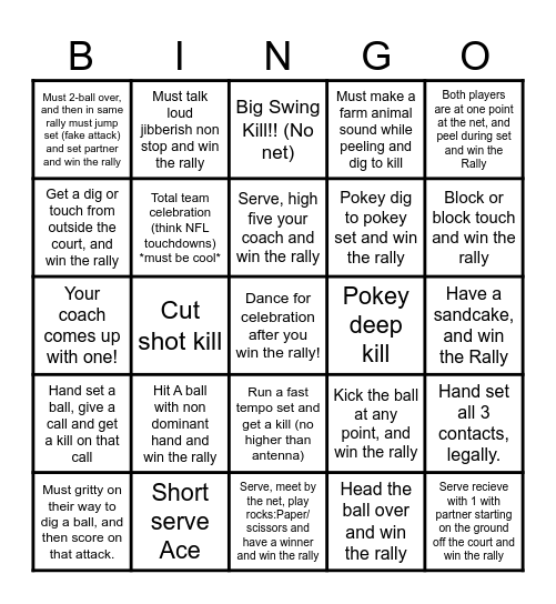 BB = Beach BINGO Card