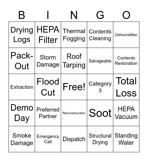 SERVPRO Bingo Card