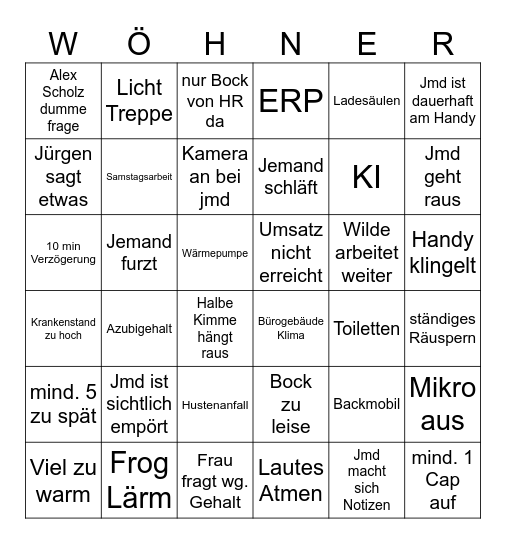 Wöhner Betriebsversammlung Bingo Card