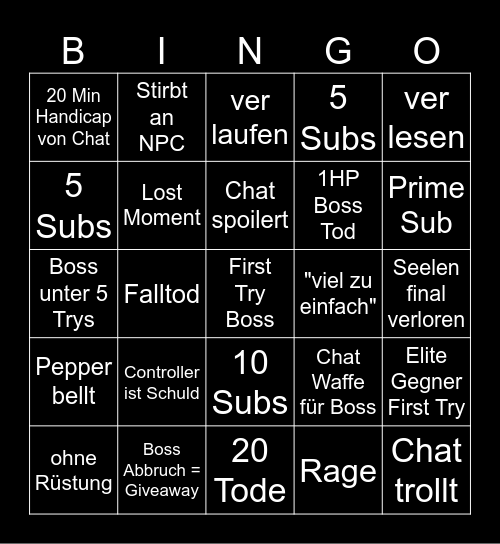 Bruchgame Bingo Card