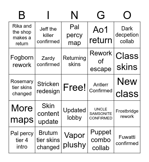 Pillar chase 2 bingo Card