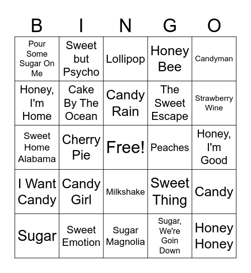 Sweet Talk Bingo Card