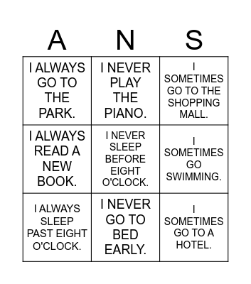 WHEN I'M ON VACATION... Bingo Card
