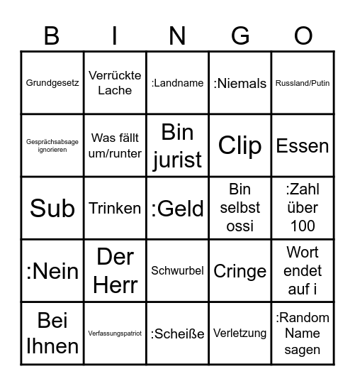Hannes Bingo Card
