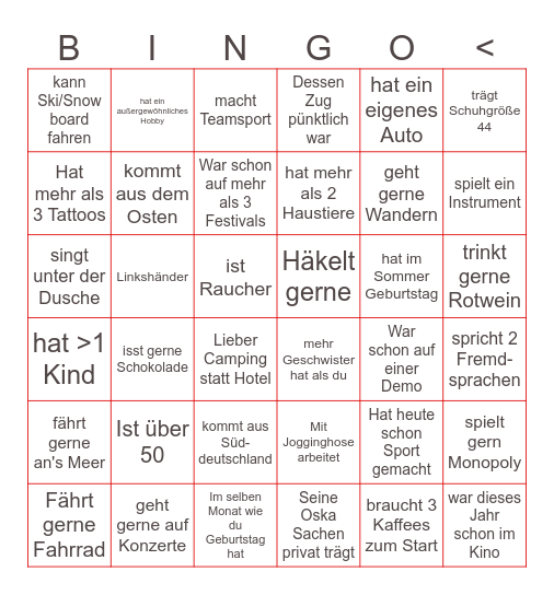 Oska TEAM Bingo Card