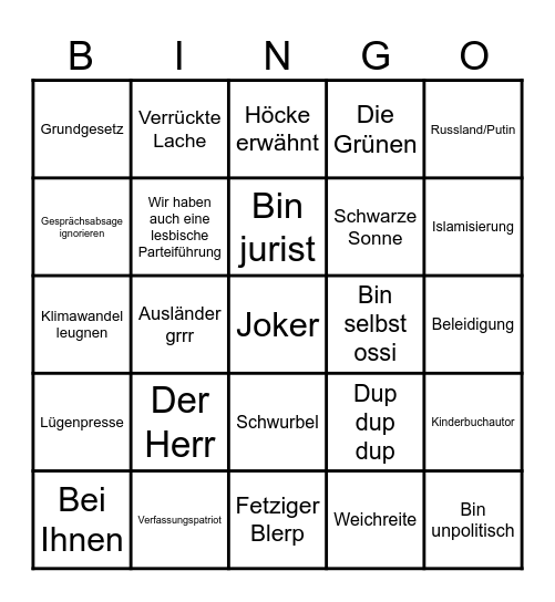 Hannes Bingo Card