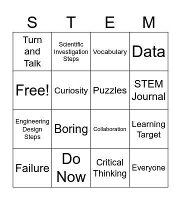 STEM Habits Bingo Card