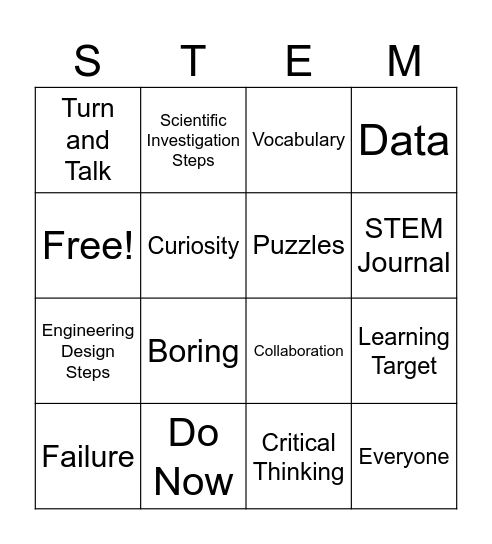 STEM Habits Bingo Card