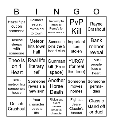 Ain't It a Pity! Session 4 Bingo Card