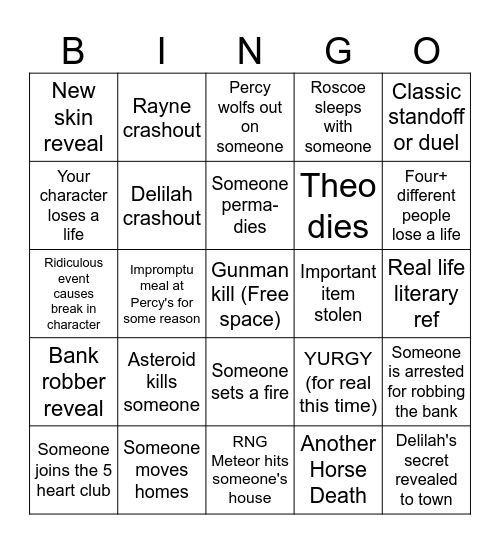 Ain't It a Pity! Session 4 Bingo Card