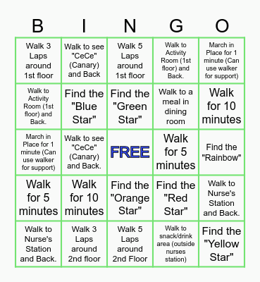 WALKING BINGO Card